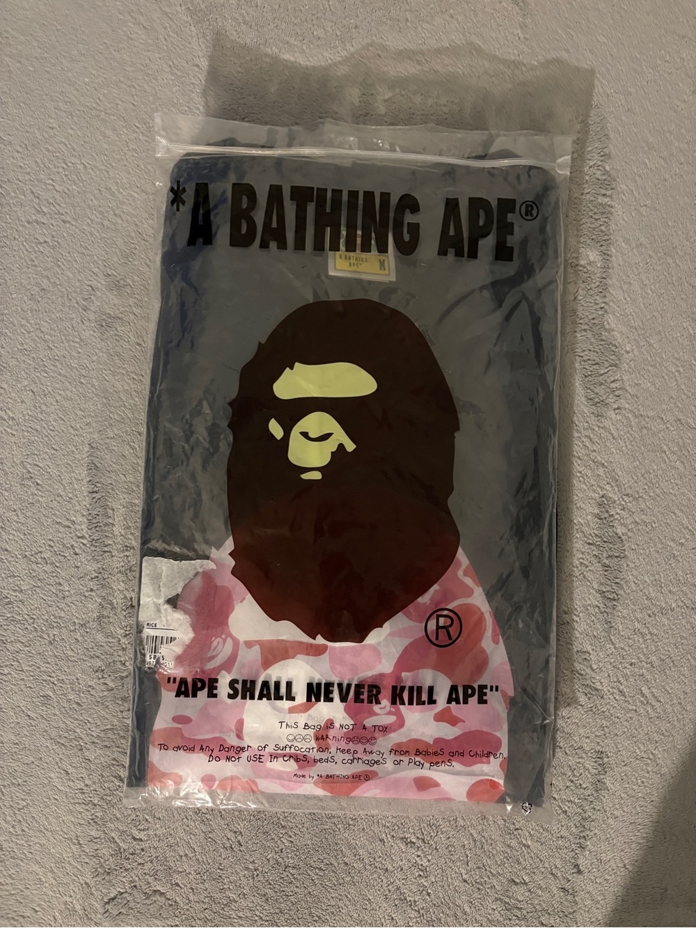 Others Follow A Bathing Ape Graphic Dress Shirt in Black with Pink Camo
